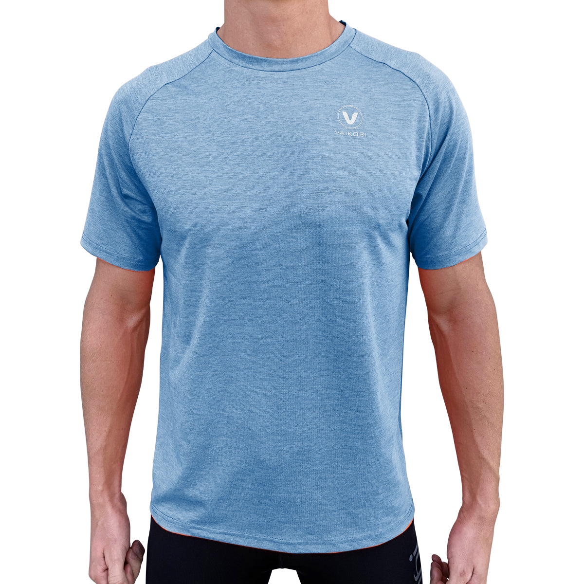 MENS UV PERFORMANCE S/S TECH TEE- HEATHER BLUE