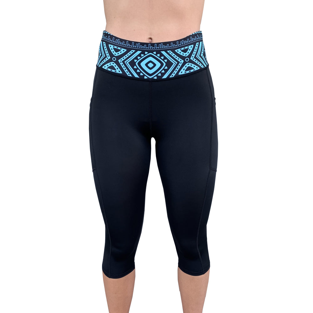 ACTIVE UV PADDLE 3/4 WOMENS LEGGINGS - BLACK